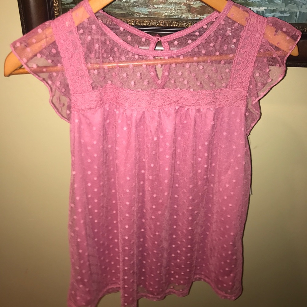 Pink polka dot blouse